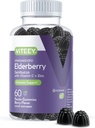 Viteey Sambucus Elderberry Gummies para adultos – Elderberry Vitamina C y Zinc Immunity Gummies - Vegan, Gluten-Free – 60 Condes