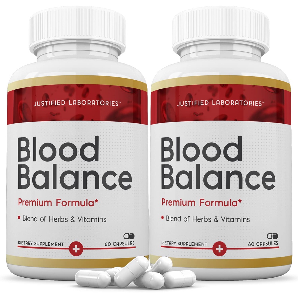 Laboratorios justificados (2 Pack Blood Balance Advanced Formula 620MG Píldoras de suplemento 120 cápsulas