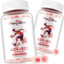 Vitamina ADK+B12 Gummies Suplementos: Vitamina D3 K2 (MK-7) con B12 para Hombre Mujeres Chewable Vegan Multivitamina Soporte Hueso Cerebro Immune Skin Eye Heart Sugar Free Raspberry Flavored 2 Packs