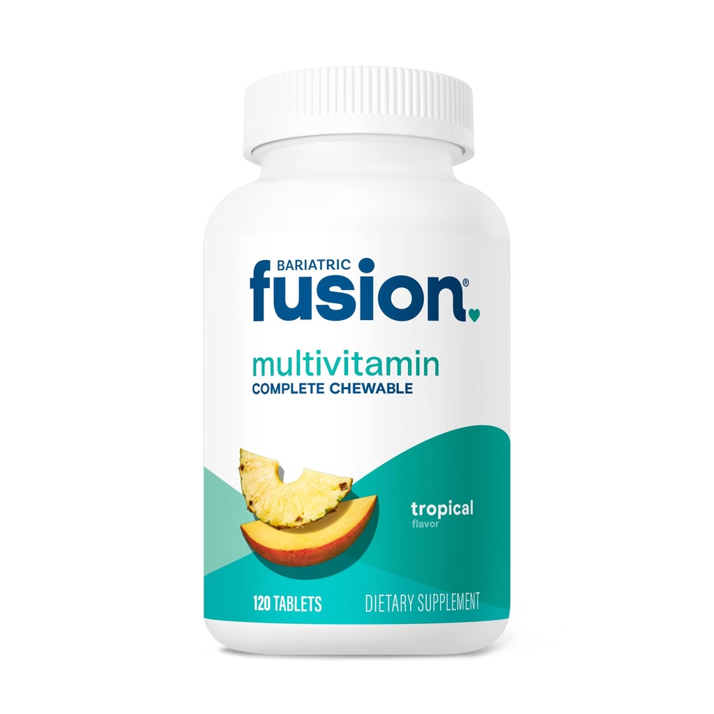 Bariatric Fusion Bariatric Multivitamin with Iron Complete Chewable | Tropical Flavor | Post Bariatric Vitamins for Gastric Bypass and Sleeve Gastrectomy | One Month Supply