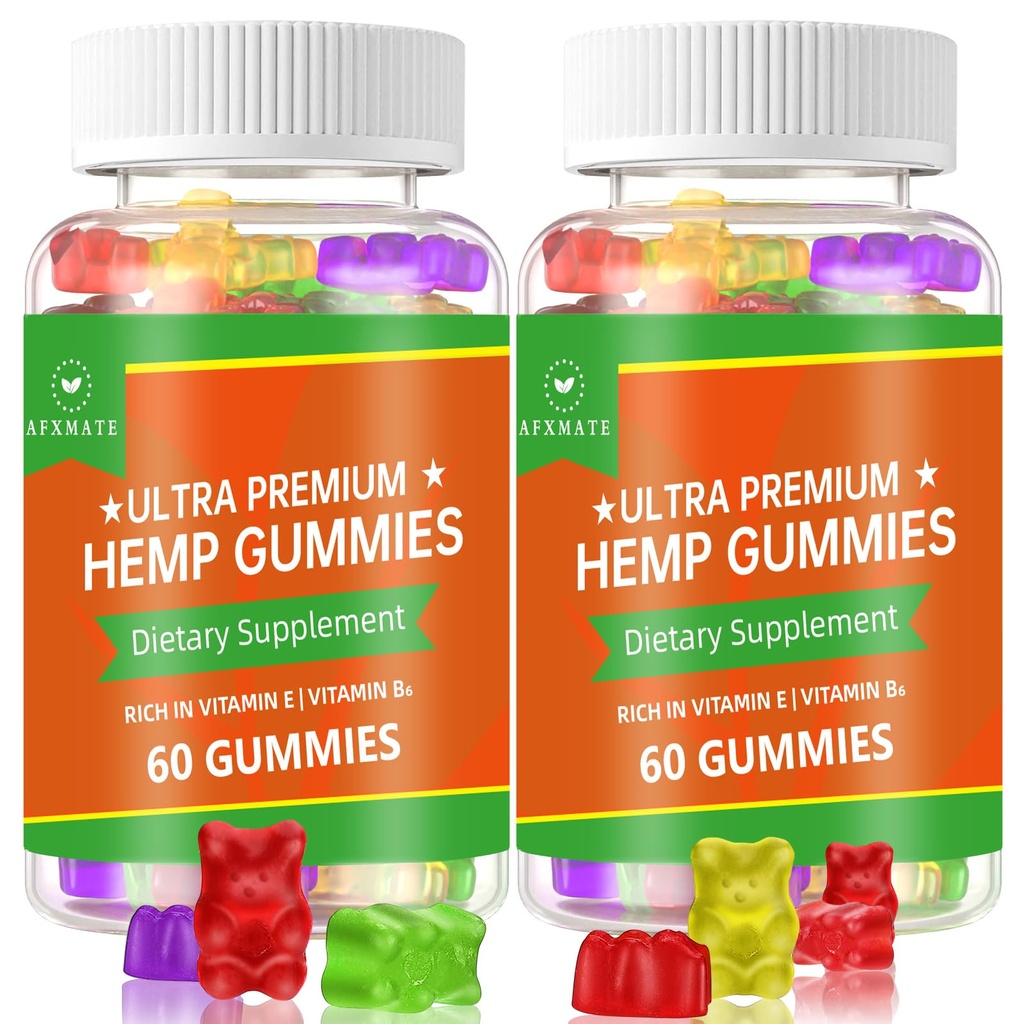 (2 Pack) Mangas de cáñamo, Frutas comestibles Gummy Advanced 100% Natural High Potency Hemp Seed Extract Gummies - 120 Gummies