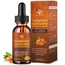 (2 Pack) Suplemento de Curcumina Turmérica Orgánica con Pepper Negro y jengibre - gotas de extracción líquida Turmérica (con canela, romero) - Apoyo a la movilidad y flexibilidad y salud digestiva - 1 Fl Oz