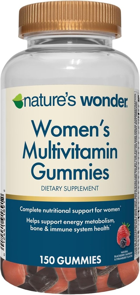 Las Gummies Multivitamínicas de las Mujeres de la Naturaleza, soporta Energía, Metabolismo, Bone y Sistema Inmunitario Salud con Vitaminas A,C,D,B6, B12, Biotina, Ácido Fólico, 75 Day Supply, 150 Count