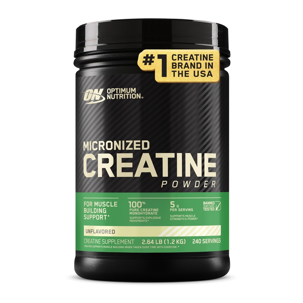Optimum Nutrition Micronized Creatine Monohydrate Powder, Desflavored, 240 Servings, 1200 Grams (Packaging May Vary)