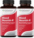 LifeSeasons Blood Nourish-R - Iron Supplement - Non Constipating - Supports Anemia, Fatigue, Paleness & Dizziness - Blood Building - Iron, Alfalfa, Raspberry & Vitamin B-12-60 Capsules (Pack of 2)