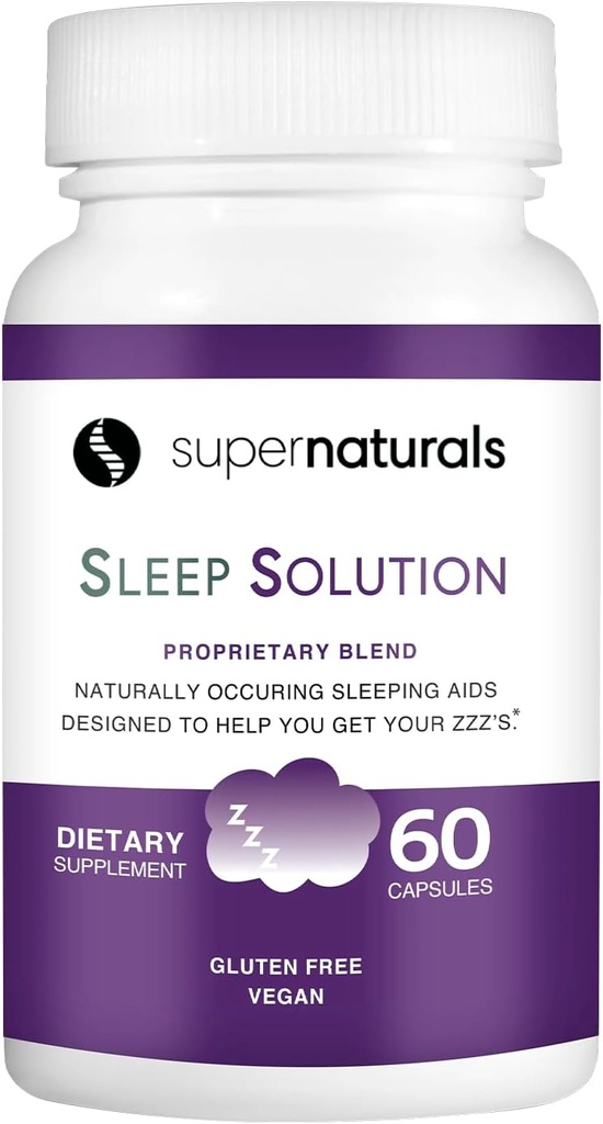 Solución de sueño saludable, suplemento de sueño para adultos, magnesio y melatonina para el sueño proporciona soporte natural para el sueño, ingredientes veganos, suplemento de sueño de magnesio sin gluten, 60 cápsulas