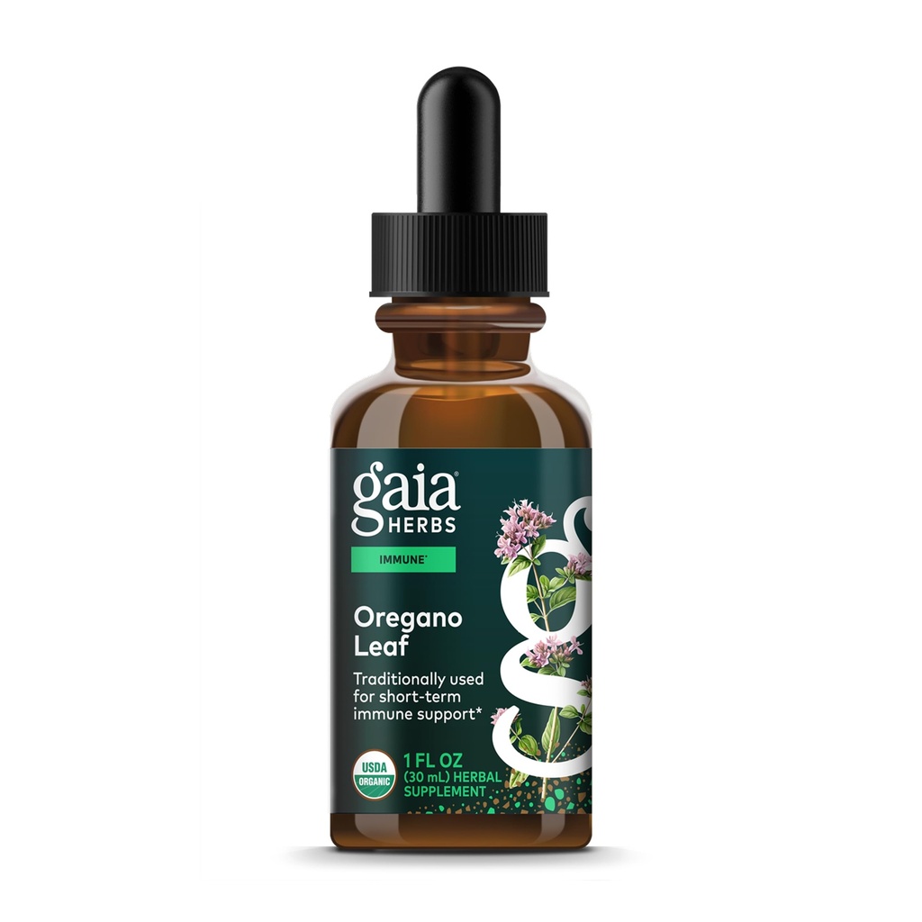 Gaia Herbs Hoja de orégano - Immune Support Herbal Suplemento - con Oregano Leaf Extracto - Certified Organic - 1 Fl Oz (23 Servimientos)