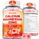 Calcio Magnesio Zinc Suplemento Gummies con vitamina D3 K2 &amp; B Complejo para Mujeres Hombres 1000mg Citrato de calcio con Magnesio Gummies para Bone, Muscles &amp; Immune Support, Sugar Free, Vegan
