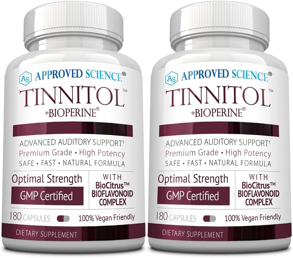 Tinitol de ciencia aprobado - Suplemento de soporte de Tinnitus - Anillo de grasa en los oídos - Boost Inner Ear Health - 2 Botellas - 6 Month Supply - Made in the USA