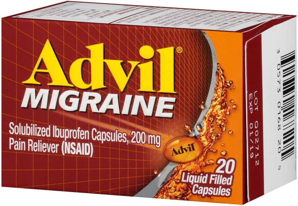 Advil Migrain 20'S Tamaño 20ct Advil Migraine Pain Relief Liquid Filled Capsules 20ct