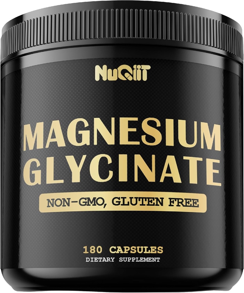 Magnesio Glycinate con 18% Magnesio Elemental Suplemento compuesto - 180 cápsulas - Beneficios poderosos para la salud del hueso de apoyo, crecimiento muscular, salud cardíaca cómoda