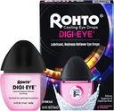 Rohto Digi-Eye Digital Eye Strain Eye Drops, Cooling Eye Strain Relief From Digital Eye Strain Symptoms, Long-Lasting, Soothing Eye Relief, Eye Drops for Red, Tired Eyes 0.4 fl oz Bottle (Pack of 2)
