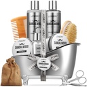 Mens Gifts, Sandalwood Beard Grooming Kit, Mens Grooming Kit for Boyfriend Papá, Él, 11pc Beard Straightener for Mens Beard Care, Beard Growth and Trimming Gift, Beard Wash Growth Oil &amp; More