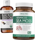 Black Seed Oil Liquid & Sea Moss (2-Month Supply) Sea & Seed Fusion Bundle - Black Seed Oil Liquid (16fl.oz) Premium Cold-Presed Cumin Seed Oil & Organic Irish Sea Moss with BioPerine - Vegan