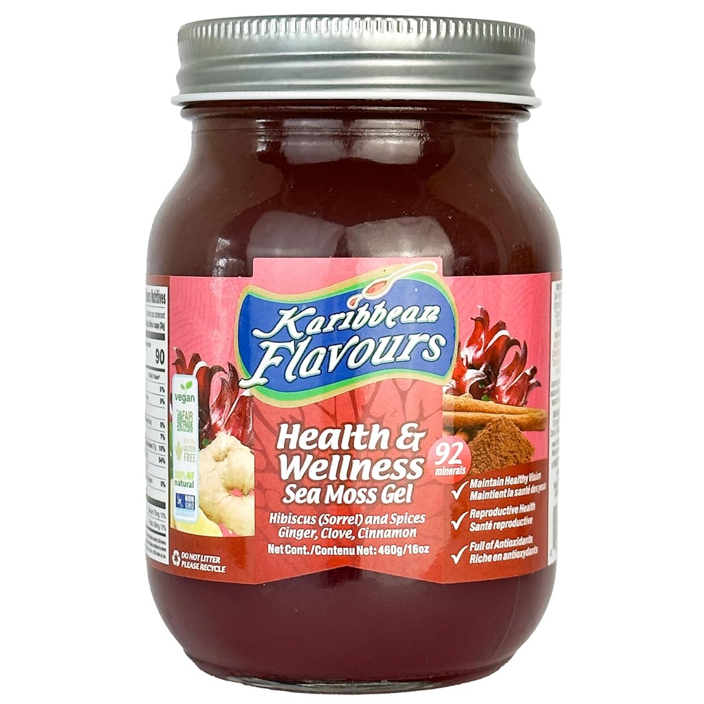 Sea Moss Gel (Sorrel Hibiscus) 16 Oz. ← Natural Raw Orgánica tóxica Empacada con vitaminas y minerales  durable Shelf Stable  durable Ethically Harvested