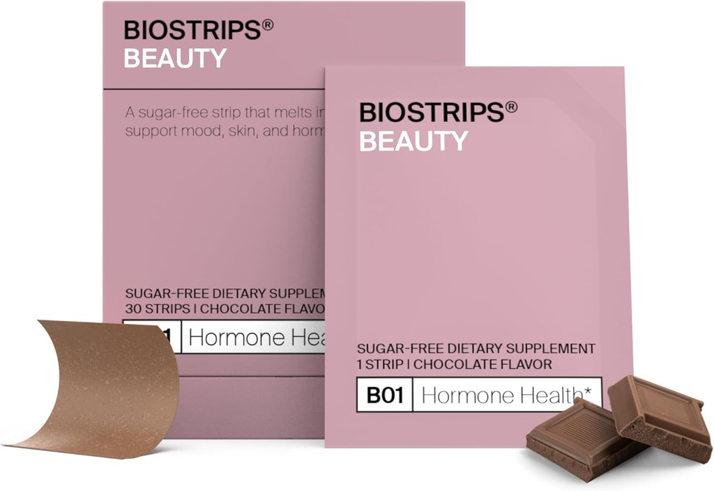 BIOSTRIPS® Hormone Health Strips for Women | Sugar-Free Daily Hormone Balance with Vitex, Maca, Ginseng, Suntheanine® | PMS Support, Hormonal Acne, Perimenopause Supplements Women | Vegan, 30 Ct