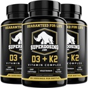 Mejor valor, Max Strength 10,000 iu Vitamin D3 y 1500 mcg Vitamin K2 Suplementos 3 Bottle Pack. D3K2 Vitaminas y Suplementos para la Salud. Cápsulas D3-K2 MK4, mejor vitamina K2D3 para el sistema inmunológico