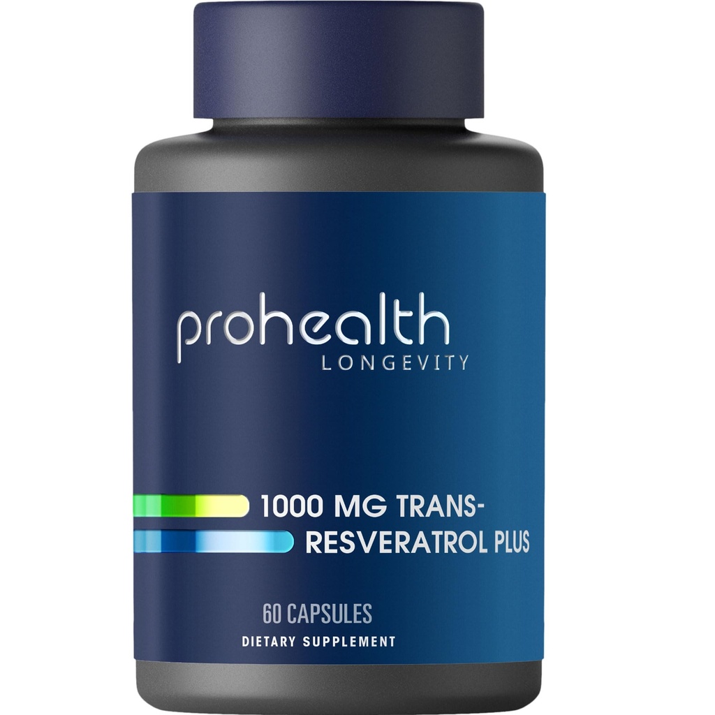 ProHealth Resveratrol 1000mg | Pure Trans-Resveratrol | Plus Quercetin, Red Wine & Green Tea Extract | Clinically Studied to Support Cellular Health, Memory, Healthy Aging | 60 Capsules