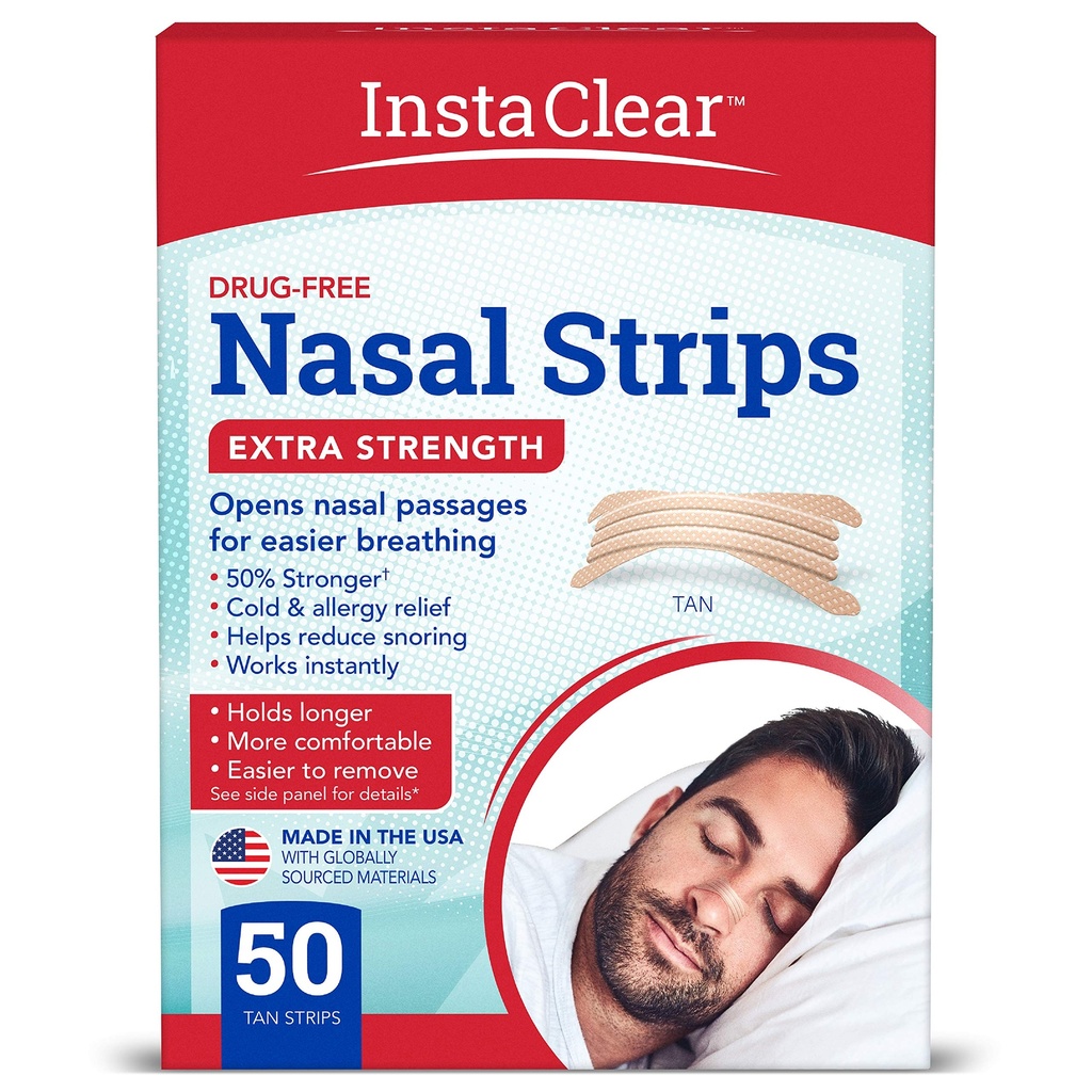 Extra-Strength Nasal Strips, Tan 50 ct peru Works Instantly, Breathe Better, Nasal Congestion Relief, Stops Snoring, Cold &amp; Allergy, Extra Strength Tan