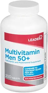 Líder Hombres 50+ Tablas multivitamínicas 200 Ct. Bienestar diario para hombres más de 50