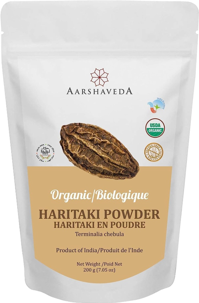 SS Ayurvedic Haritaki Powder Silencio Churna Silencio Orgánica Silencio Natural Harde Powder Silencio EU Orgánica Silencioso Pack of 200 Gm