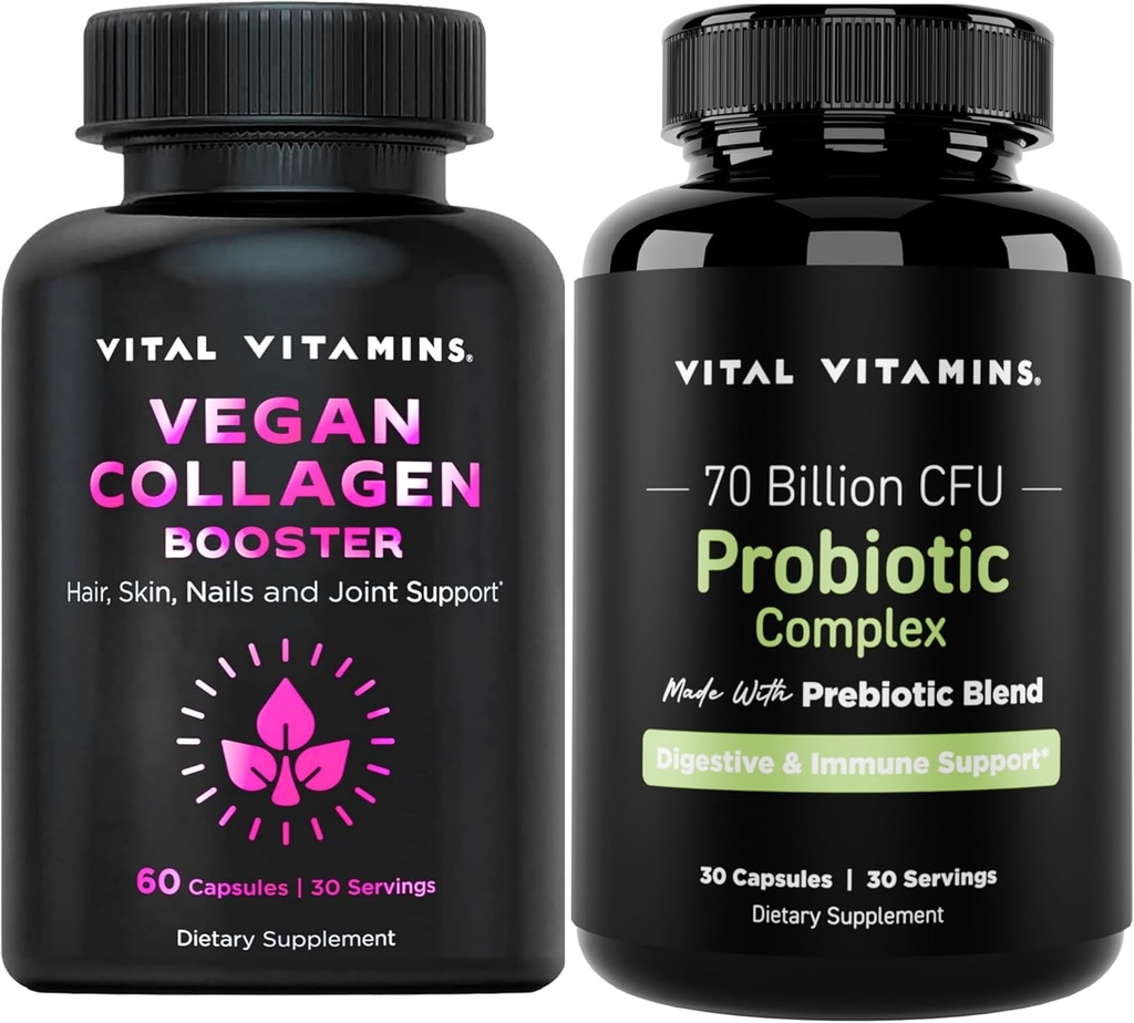 Vital Vitaminas Vegan Collagen Booster + Complejo Probiótico