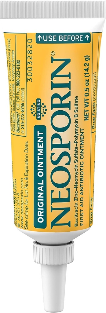 Neosporin Original First Aid Antibiotic Ointment with Bacitracin Zinc for Infection Protection, Wound Care Treatment & Scar Appearance Minimizer for Minor Cuts, Scrapes and Burns,.5 oz