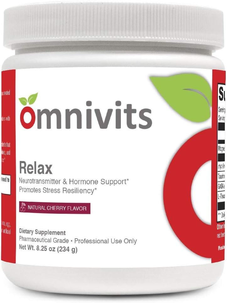 Relax Natural Cherry Flavor | Magnesium as Albion Di-Magnesium Malate, Myo-Inositol, Taurine, GABA, L-Theanine (Suntheanine) | Healthy Blood Pressure, Emotional Wellness| Powder 60 Serving