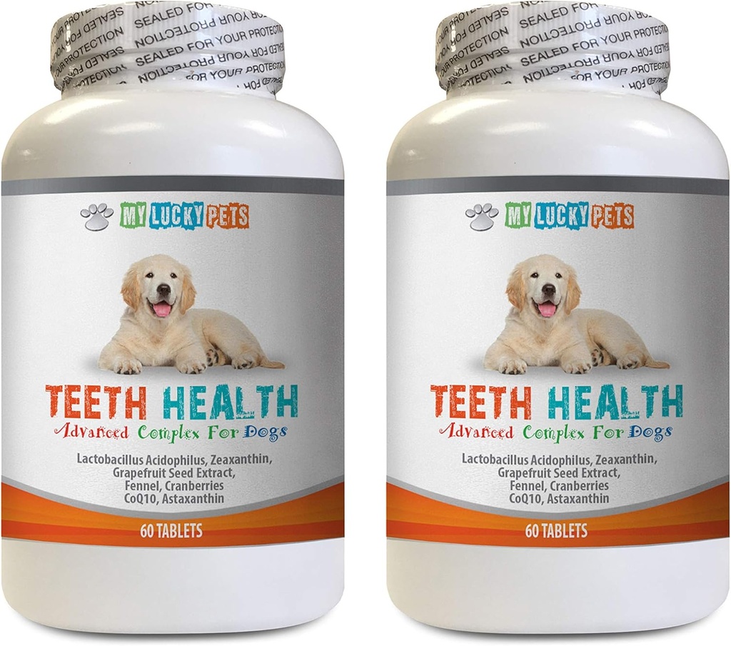Dog Breath Tablets - Advanced Teeth Health for Dogs - Fights Bad Breath - Best Looking Gums and Teeth - Vitamin c for Dogs Pills - 120 Tablets (2 Bottles)