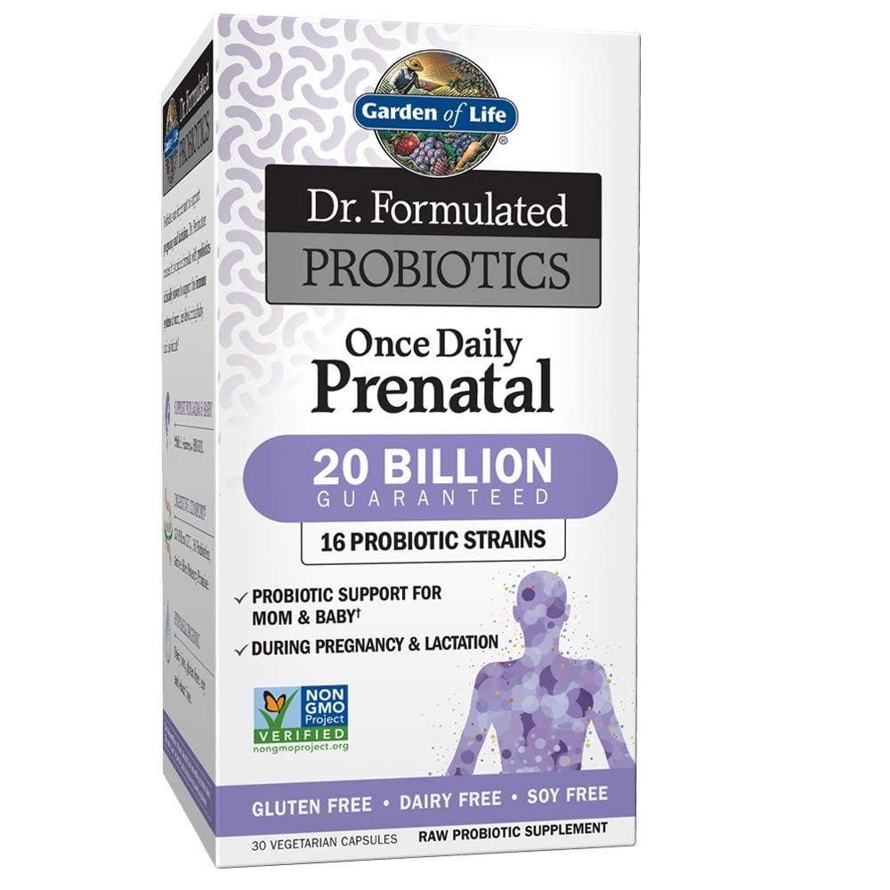 Garden of Life Dr. Formulated Probiotics Once Daily Prenatal - 20 Billion CFU - Dietary Supplement for Mom & Baby - 30 Vegetarian Capsules