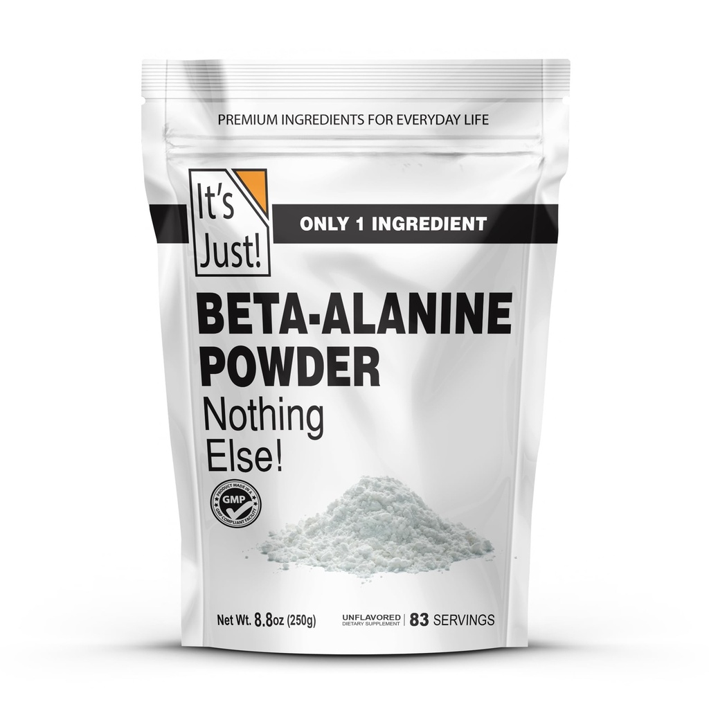 ¡Es sólo! - Beta-Alanine Powder, Pre-Workout Suplemento, 250g Bulk, Desflavorado, 3000mg Por Serving (250g / 83 Servings)