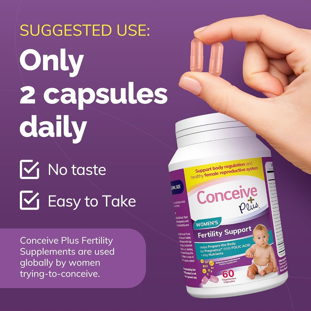 CONCEIVE PLUS Fertilidad Suplementos para Mujeres &amp; Hombres TENIDO 30-Day Supply Fertility Support Bundle ← Premium Fertilidad Vitaminas para Concepción Hombre y Mujer TENIDO 2 x 60 Soft Capsules