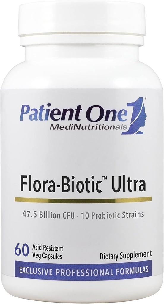 Pacientes One Flora-Biotic Ultra TENIDO Suplemento Probiótico de Apoyo Flora Intestinal Equilibrada* ← 47,5 Billones CFU Plus 10 Strains Probióticos