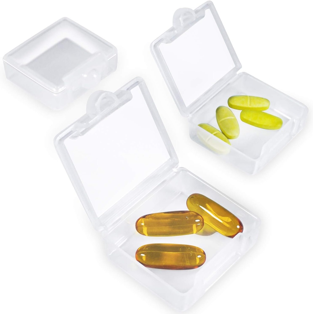Pequeñas cajas de píldoras Organizadores 3 Pack, Caja de píldoras diarias Mini de un día Contenedor portátil para bolsillo de bolsillo pequeño caja de carga (White)