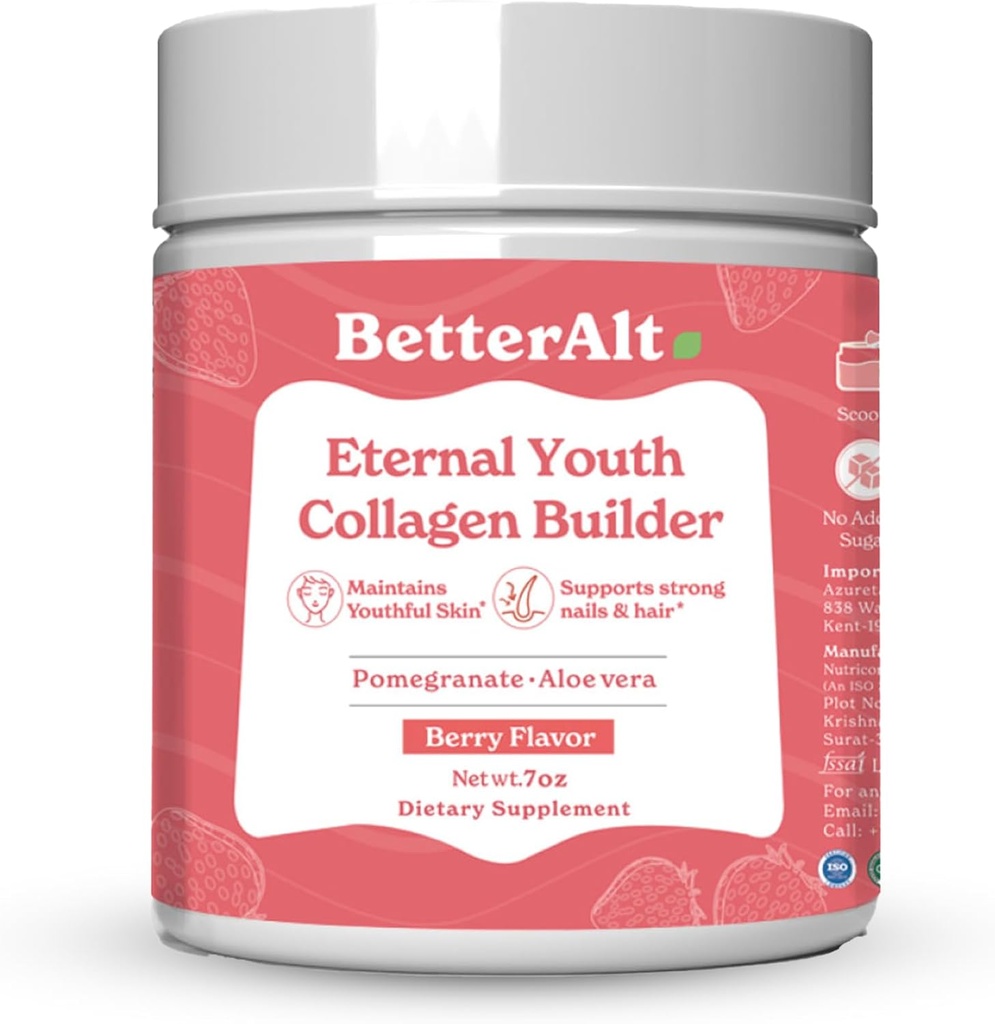 Better Alt Eternal Youth Collagen Builder (Berry Flavor) 200g sometida for Radiant, Youthful & Glowing Skin WordPress Ayuda a Boost Collagen &amp; Proporciona soporte antioxidante eternaSugar sin agregados artificiales