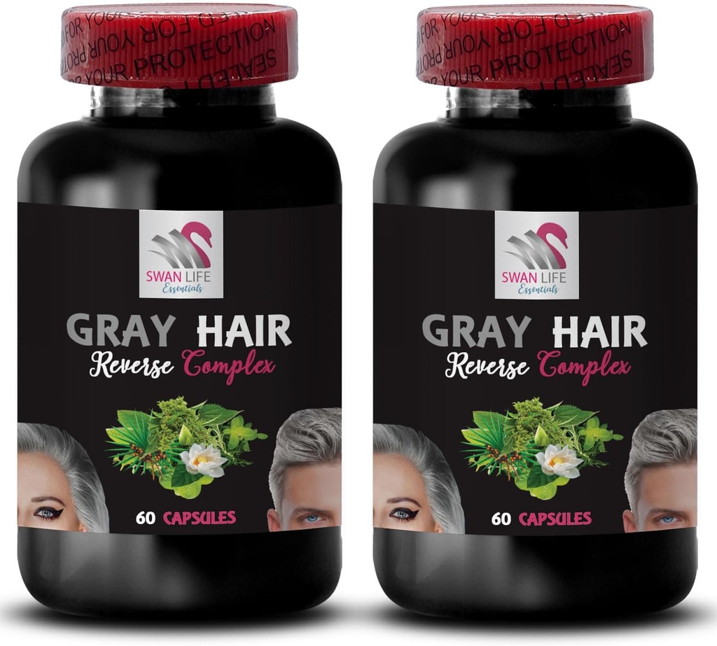 Peluquería Pigmentación - Gris Hair Inversa - Color Enhancing, Revive Color Natural, Hair Restoration, Hair Brilliance, Restore Vibrancy, Hair Care Solution, Renew Hair Color 2 Bottles 120 Capsules