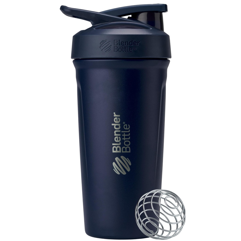 BlenderBottle Sport Aislamiento de acero inoxidable con Wire Whisk, 24-Once, Navy – Protein Shakes " Hydration for Athletes " Fitness Enthusiasts, Easy Mixing, Keeps Drinks Cold, Lockable Lid