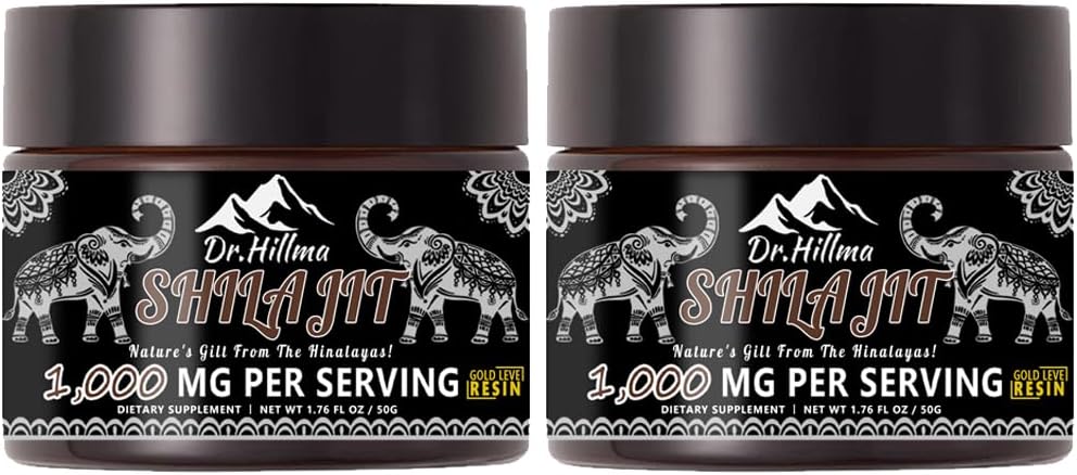 Resina Shilajit puro, Grado Dorado Auténtico A,1000mg Potencia máxima orgánico Shilajit resina natural con ácido fúlvico para la energía, soporte inmunológico,50 gramos,2 paquete