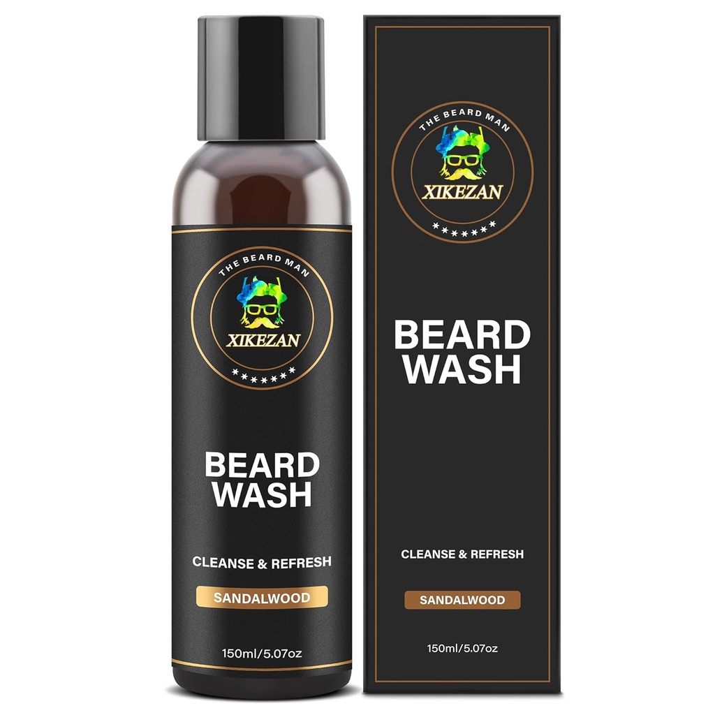XIKEZAN Beard Wash Shampoo w/Natural Biotin Argan & Jojoba Oils Deeply Cleans Smooths Soften &amp; Strengthenings,Christmas Stocking Stuffers Regalos del Día del Padre para Hombres Él Papa Boyfriend Husband