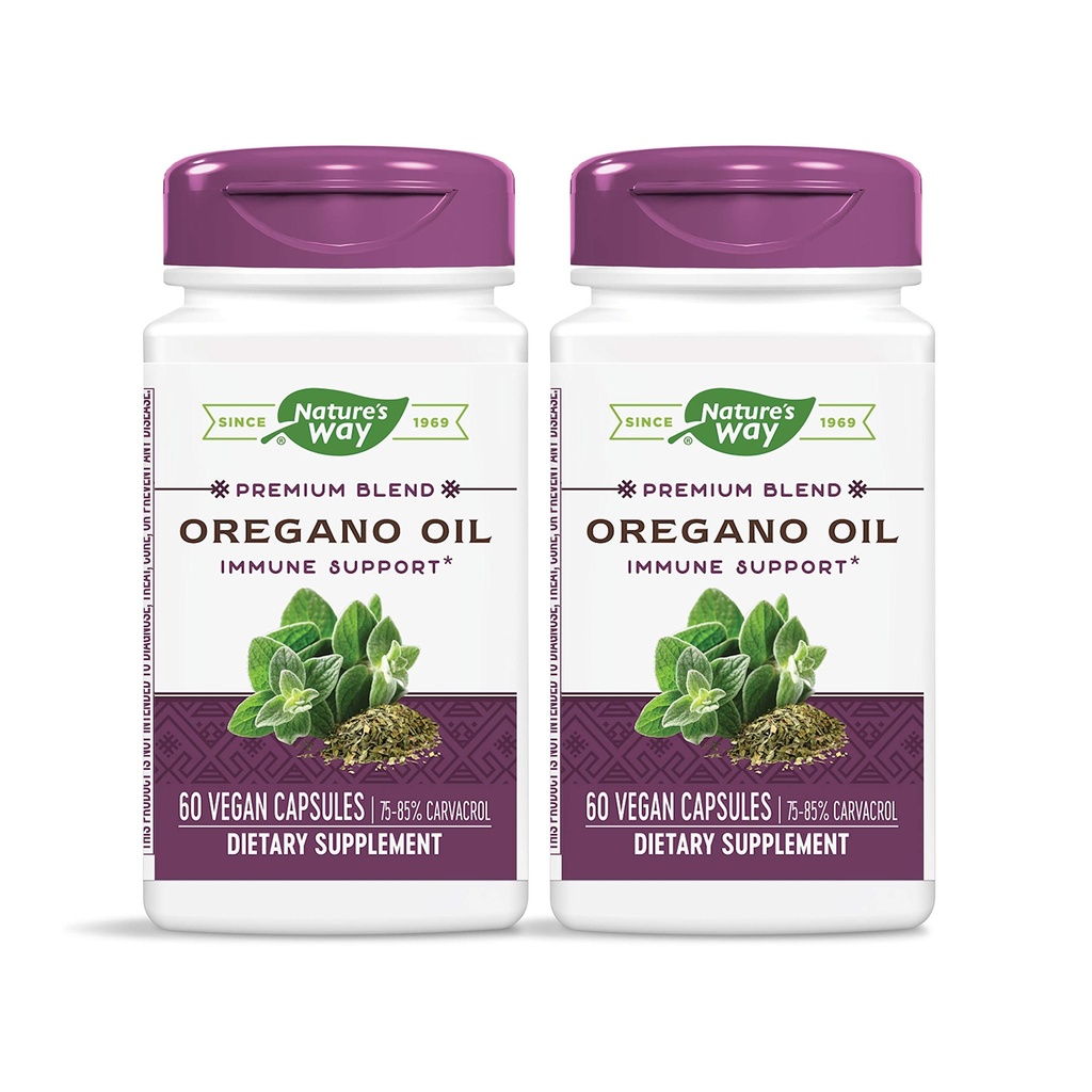 Camino de la Naturaleza Óleo Orégano 75-85% Carvacrol por cápsula, vegetariano, 60 cápsulas vegetarianas, paquete de 2