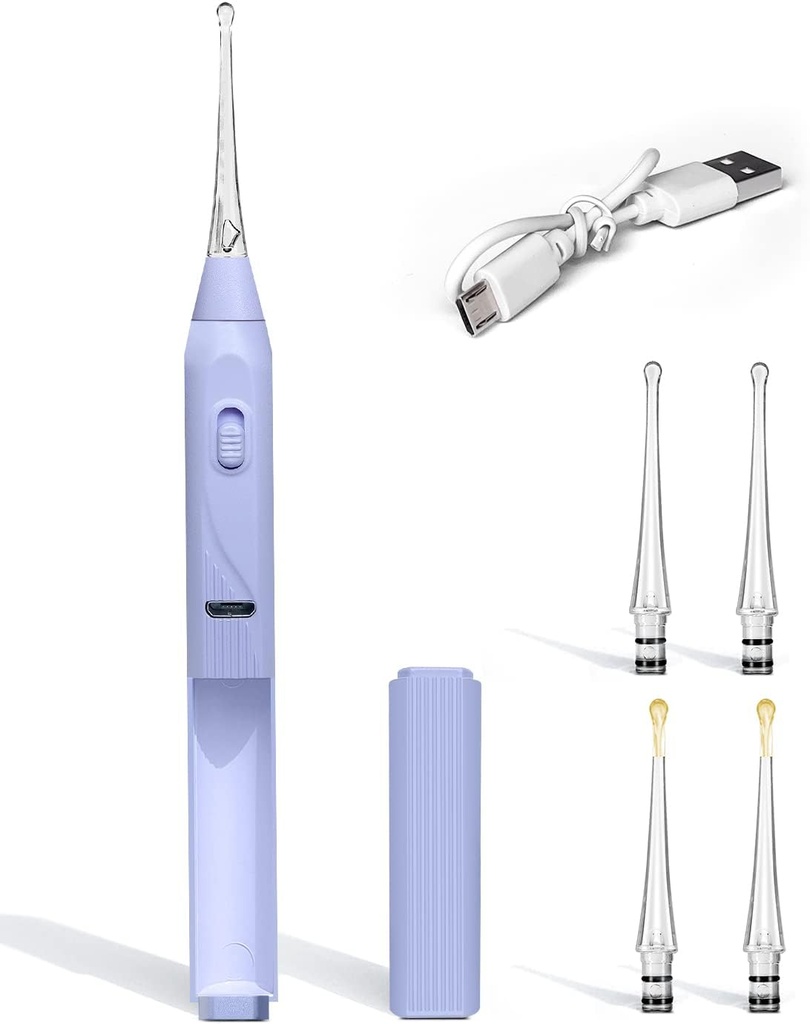 Herramienta de eliminación de cera de oído con niños ligeros Ear Wax Remover Herramienta de limpieza de oídos limpiador con espacio de almacenamiento incorporado UANRNA Actualizado eliminación de cera de oído con luz para adultos de niños (Purple)