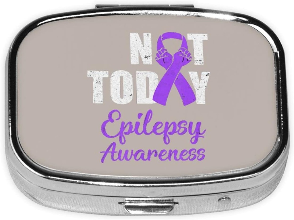 No hoy Epilepsia Sensibilización Ribbon Square Mini Pill Case Travel Medicine Organizer Portable Compartments Metal Pill Box