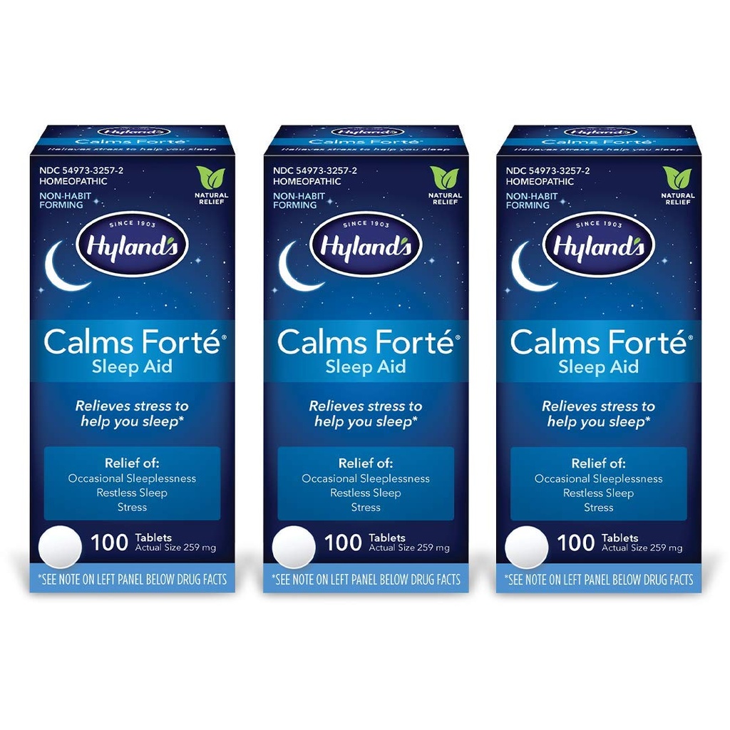 Hyland’s Calms Forte' Sleep Aid Tablets, Natural Relief of Nervous Tension and Occasional Sleeplessness, 100 Count (Pack of 3)