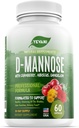 100% Puro D-Mannose Capsules 1000 mg con Cranberry, Hibiscus y Dandelion Extract, Fast Acting Professional UTI Prevention Formula for Urinary Tract Health and Bladder Support