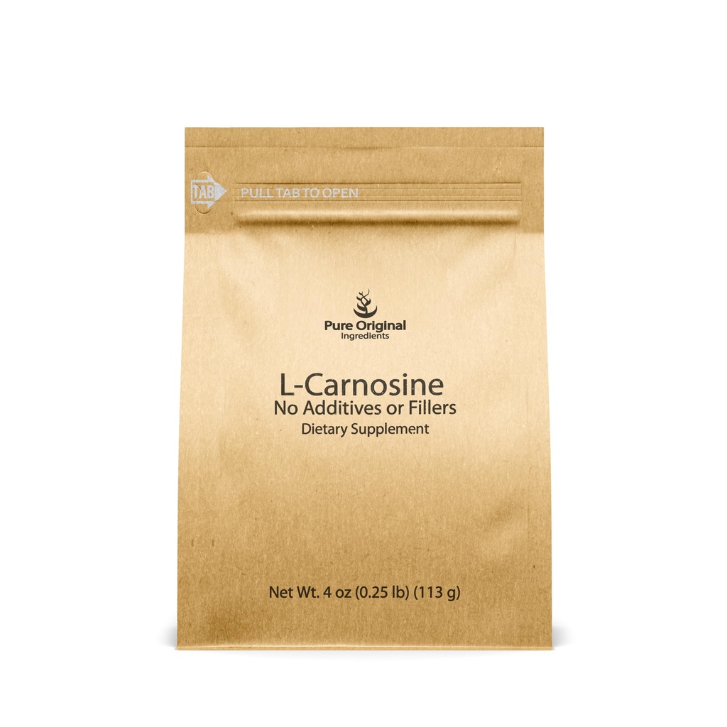PURE ORIGINAL INGREDIENTES L-Carnosine Powder (4 oz), Suplemento dietético, Lab-Verified, No Additives or Fillers