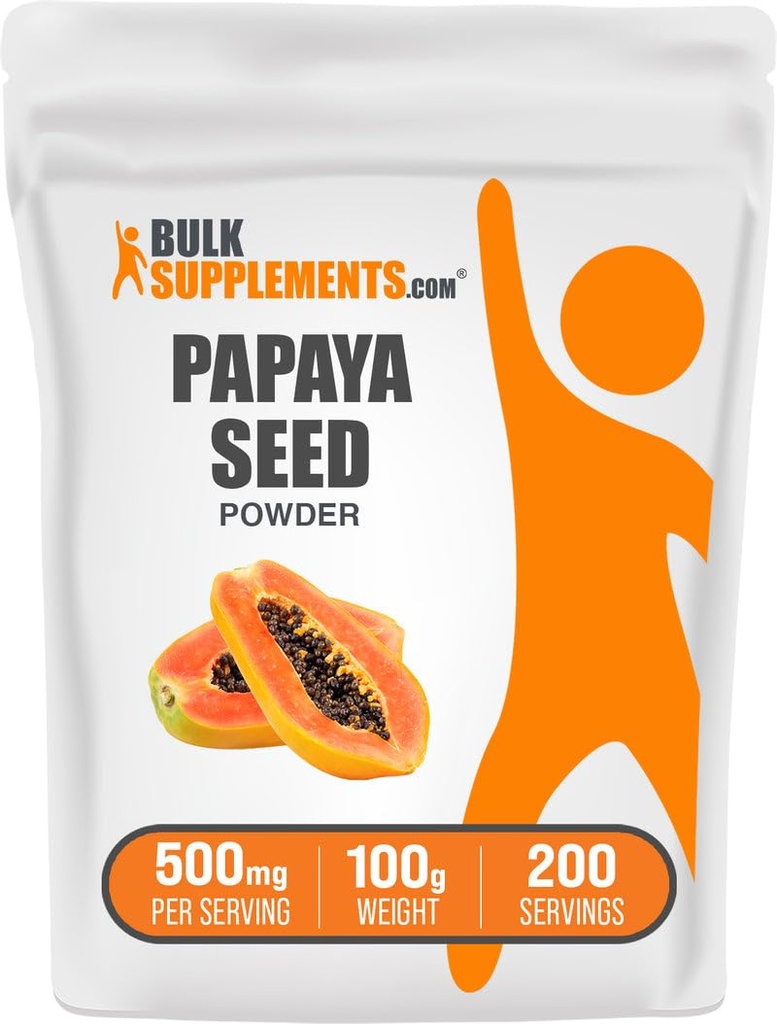 BulkSupplements.com Papaya Seed Powder - Carica Papaya Seed, Suplemento Nutricional, para Digestive & Gut Support - Gluten Free, 500mg por Serving, 100g (3.5 oz) (Pack of 1)