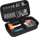 Caja dura para inhalador de asma, espaciador de mano para niños y adultos, máscaras, inhalador Asma Travel Bag Carrying Organizer with Mesh Pocket fit Medication and Accessories, Black