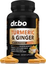 Curcumina Turmérica con BioPerine &amp; Suplemento de jengibre - 1950mg Tumérico orgánico y Curcumina BioPerine Pepper Negro Píldoras - Turmérico y Ginger Suplemento 60 cápsulas