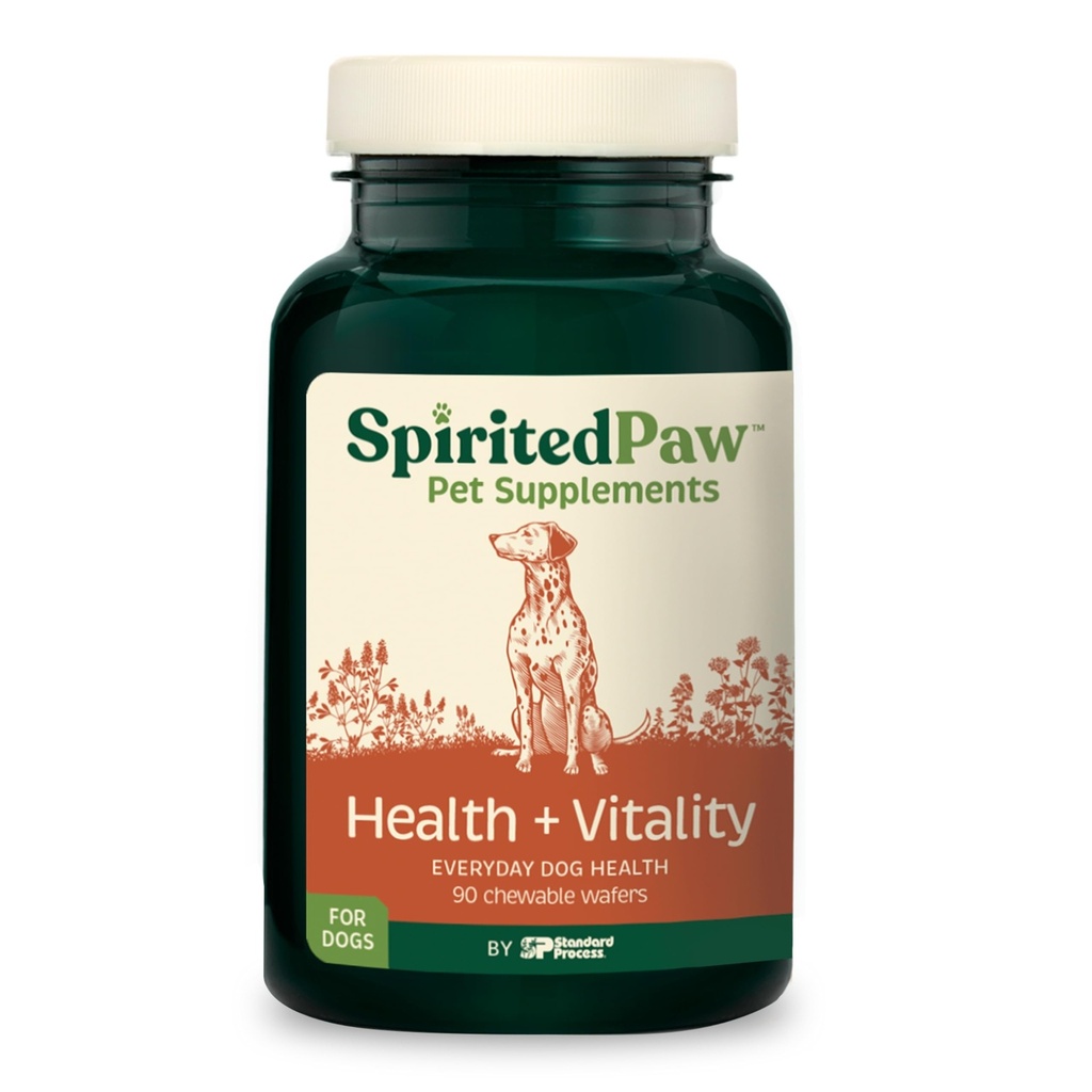 Salud de la pata espírita + Vitality for Dogs - Suplemento de mascotas para el sistema inmunitario, la carne, la salud del hígado &amp; Más - Soporte multifuncional para perros con la línea, calcio, zinc, &amp; vitaminas D y A - 90 Chewable Wafers