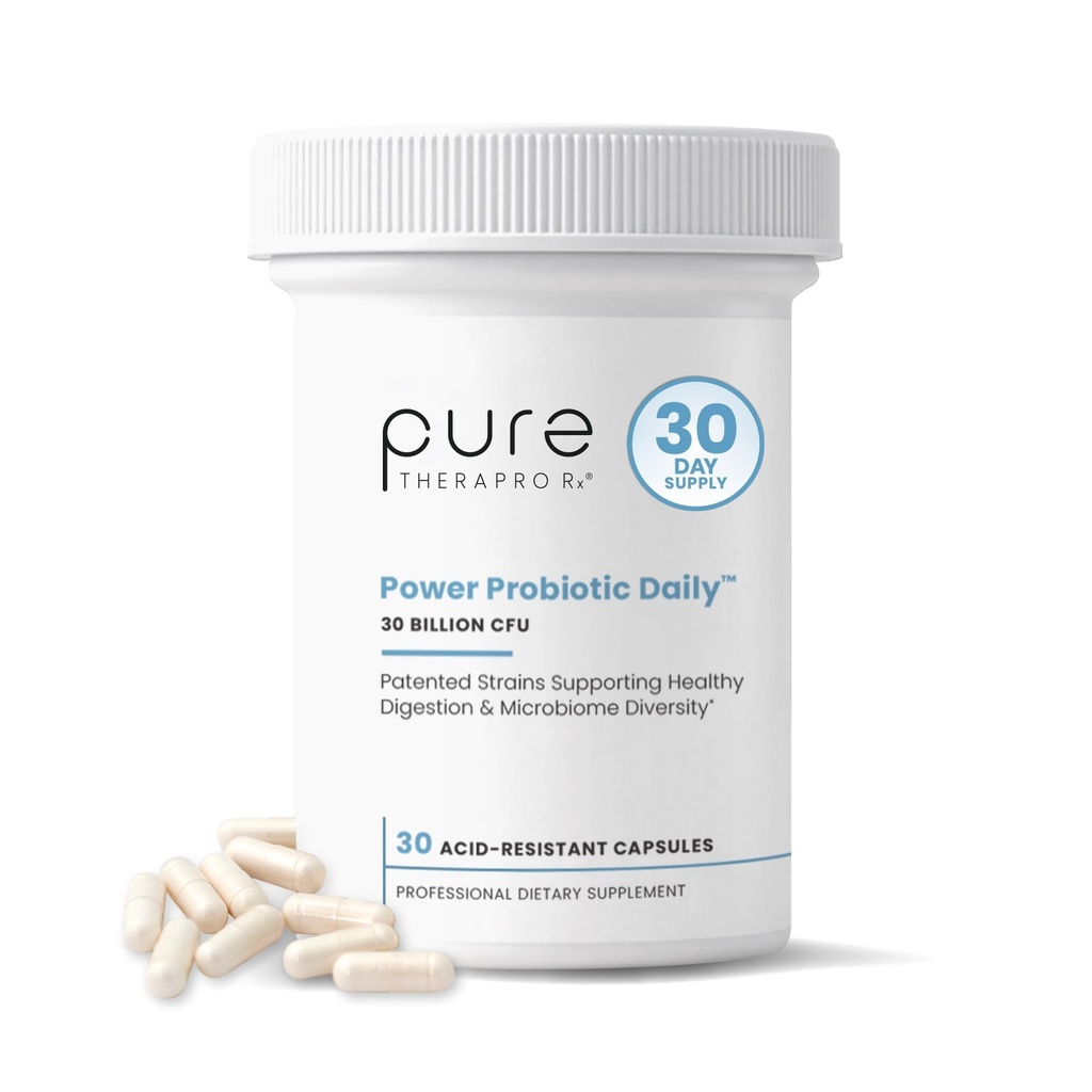 Power Probiotic Daily - 30 Acid-Resistant Capsules ← 4 Proven Strains - 30 Billion CFU/Capsule  Patented Activ-Vial Desiccant Bottle to Ensure Freshness TEN NO Refrigeration required